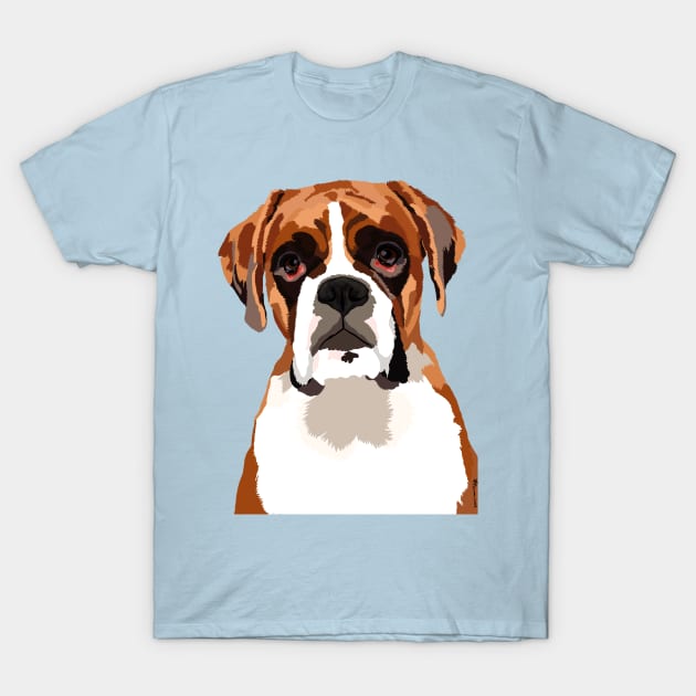Boxer Dog Vector Style Cartoon Portrait T-Shirt by BHDigitalArt